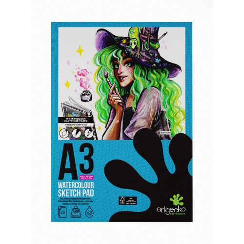Artgecko Pro Watercolour Sketchpad A3 20 Sheets 300gsm White Paper Artgecko Pro Watercolour Sketchpad A3 20 Sheets 300gsm White Paper