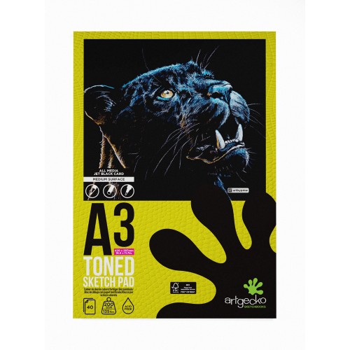 Artgecko Pro Toned Sketchpad A3 40 Sheets 200gsm Black Card Artgecko Pro Toned Sketchpad A3 40 Sheets 200gsm Black Card