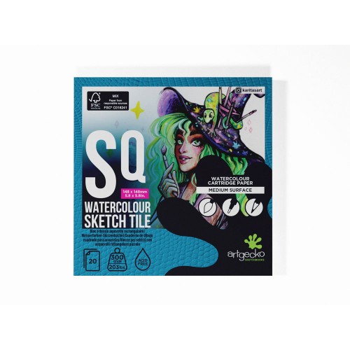 ArtGecko Watercolour Sketch Tile Square 148x148mm 20 Sheets 300gsm White Paper ArtGecko Watercolour Sketch Tile Square 148x148mm 20 Sheets 300gsm White Paper