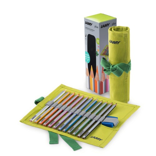Lamy Coloured Pencils Plus in Cloth Roll with Sharpener Pack 12 Lamy Coloured Pencils Plus in Cloth Roll with Sharpener Pack 12
