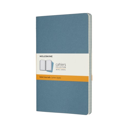 Moleskine Cahier Journal Large Ruled Brisk Blue Pack 3 Moleskine Cahier Journal Large Ruled Brisk Blue Pack 3