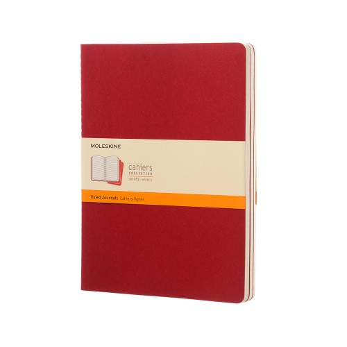 Moleskine Cahier Journals XL Cranberry Red Ruled Pack 3 Moleskine Cahier Journals XL Cranberry Red Ruled Pack 3